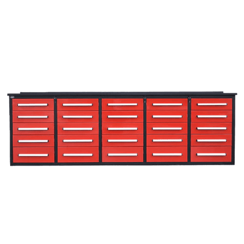 NEW 10 FT HEAVY DUTY STEEL WORK BENCH 35 , 25 , 20 & 15 DRAWER - with 25 Drawer Red | Sold by Uncle Wiener's Wholesale