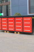 NEW 10 FT HEAVY DUTY STEEL WORK BENCH 35 , 25 , 20 & 15 DRAWER - with 20 Drawer Black | Sold by Uncle Wiener's Wholesale