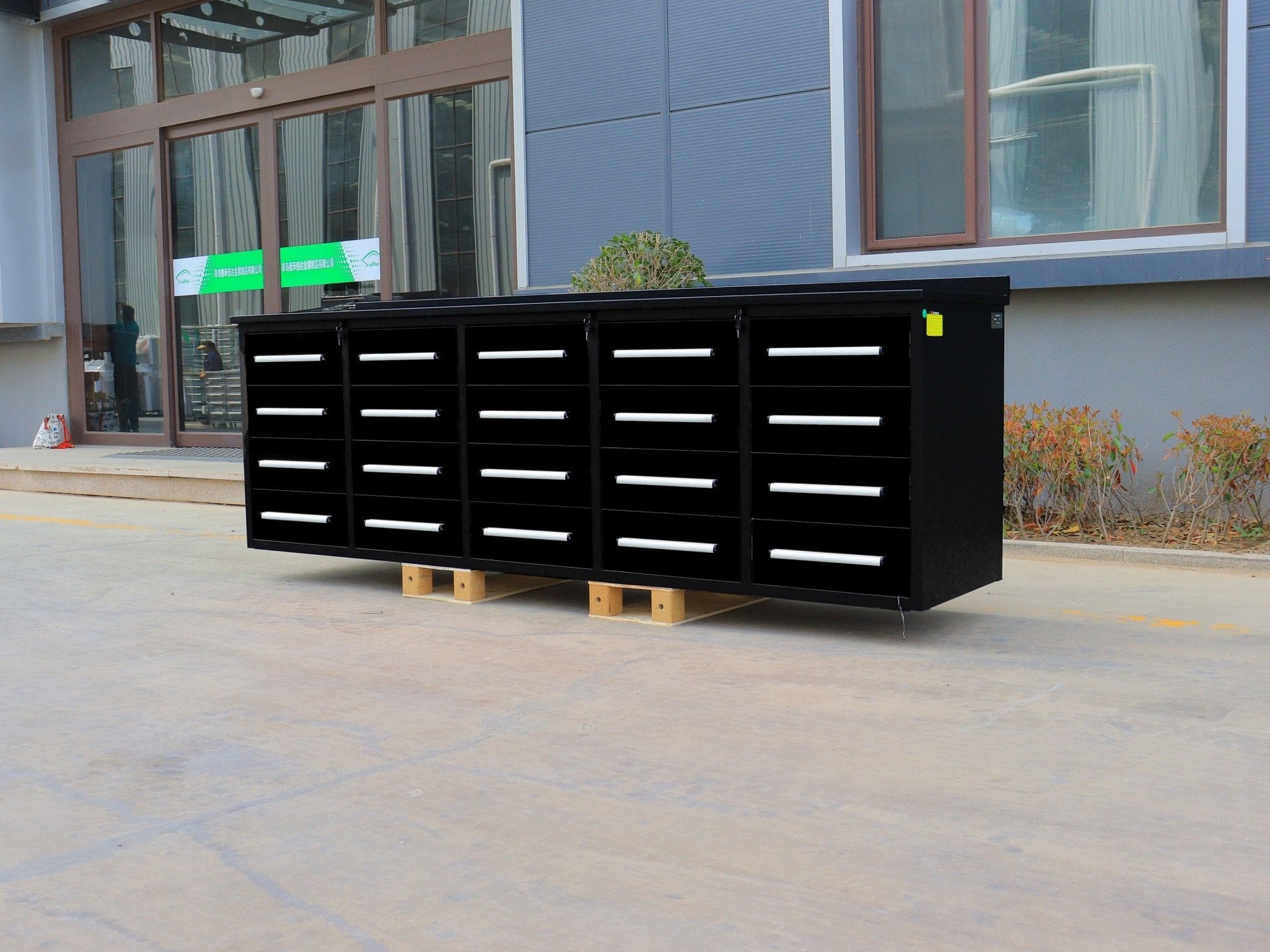 NEW 10 FT HEAVY DUTY STEEL WORK BENCH 35 , 25 , 20 & 15 DRAWER - with 20 Drawer Black | Sold by Uncle Wiener's Wholesale