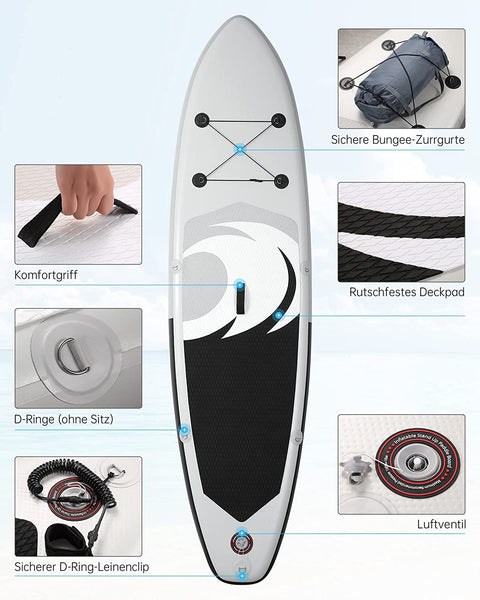 10 FT Inflatable Stand Up Paddle Board with Paddle, Pump, Backpack & Accessories – Lightweight SUP for Beginners & Intermediate Riders