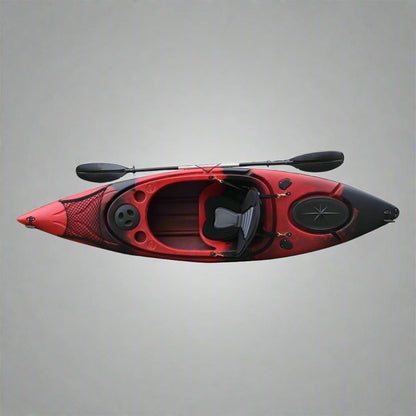 NEW 10 FT SIT - IN KAYAK W/ PADDED SEAT & PADDLES – COMFORT SEAT, LIGHTWEIGHT BUILD, IDEAL FOR BEGINNERS & RECREATIONAL USE - with Red / Black | Sold by Uncle Wiener's Wholesale