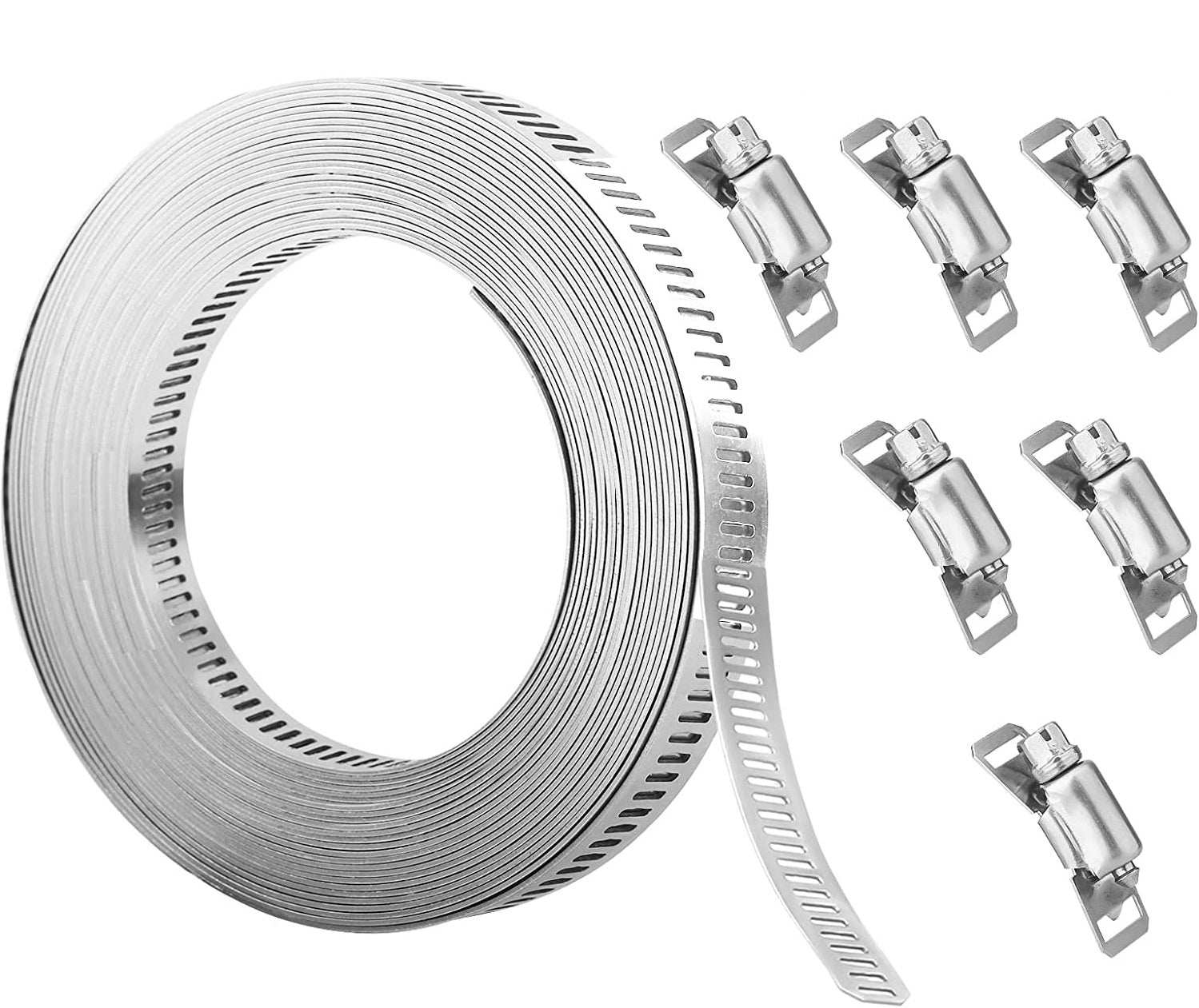 New 10 ft Stainless Steel Strap & 6 Fastener Clamps – DIY Adjustable Hose Clamp Kit, Rust - Resistant 304 Stainless Steel - with | Sold by Uncle Wiener's Wholesale