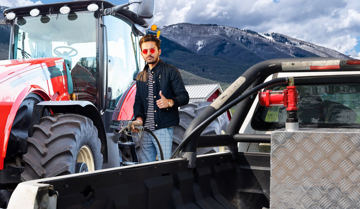 10 GPM Fuel Transfer Pump Kit with Manual Nozzle – Model S1210 (Front View)
Fuel Pump Components and Hoses – 12V DC Dispenser Set (Top View)
Heavy-Duty Fuel Pump for Gasoline and Diesel – 10 GPM