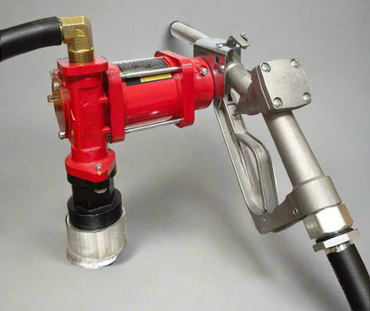 10 GPM Fuel Transfer Pump Kit with Manual Nozzle – Model S1210 (Front View)
Fuel Pump Components and Hoses – 12V DC Dispenser Set (Top View)
Heavy-Duty Fuel Pump for Gasoline and Diesel – 10 GPM