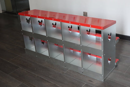 NEW 10 Hole Chicken Laying Nest Box – Heavy Duty Metal Egg Collection Box for Poultry Coop S1222 - with | Sold by Uncle Wiener's Wholesale