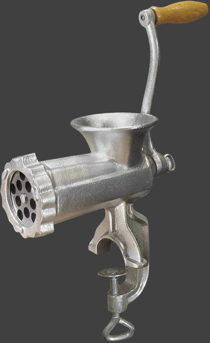 Manual Meat Grinder – Full Setup with Hand Crank and Clamp