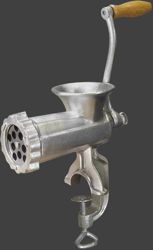 Manual Meat Grinder – Full Setup with Hand Crank and Clamp