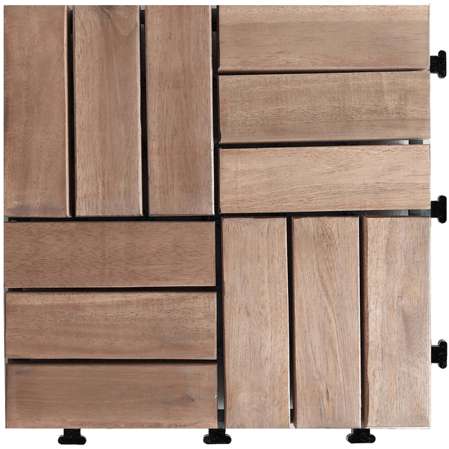 New 10 - Pack Interlocking Decking Tiles – Acacia Wood or WPC Composite Options - with Acacia Wood Decking Tile | Sold by Uncle Wiener's Wholesale