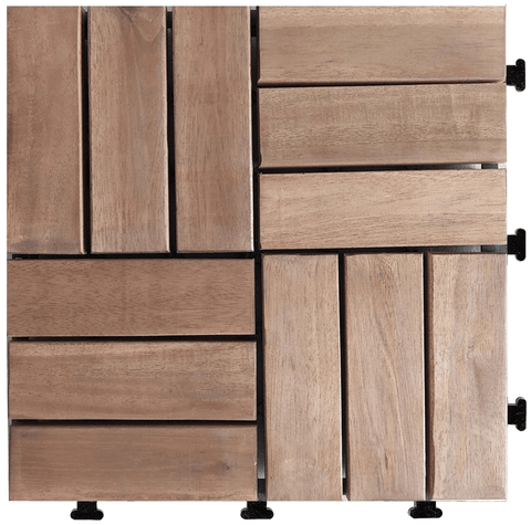 New 10 - Pack Interlocking Decking Tiles – Acacia Wood or WPC Composite Options - with Acacia Wood Decking Tile | Sold by Uncle Wiener's Wholesale