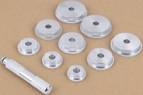 10 PCS Bearing Race and Seal Driver Set with Case
Aluminum Driver Collars for Seal Installation
Bearing Seal Driver Pilot Tool Closeup
Heavy-Duty Aluminum Bearing Driver Set in Use
Full 10 Piece Mechanic Bearing Installer Kit