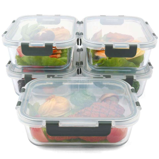 New 10 PCS Glass Food Storage Container Set – Airtight, Microwave & Dishwasher Safe 826754 - with | Sold by Uncle Wiener's Wholesale