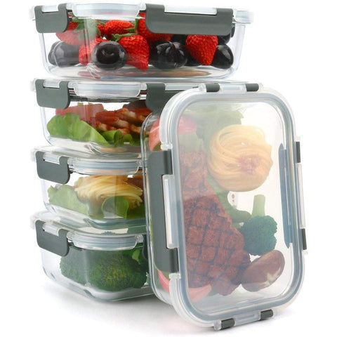 New 10 PCS Glass Food Storage Container Set – Airtight, Microwave & Dishwasher Safe 826754 - with | Sold by Uncle Wiener's Wholesale
