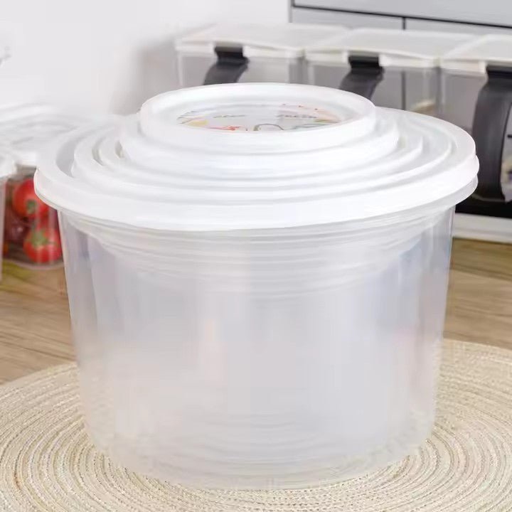 "round and square food storage container set"

"10 piece BPA-free kitchen storage containers"

"stackable plastic food containers with lids"

"clear freezer-safe food containers set"

"organized kitchen pantry with container sets"