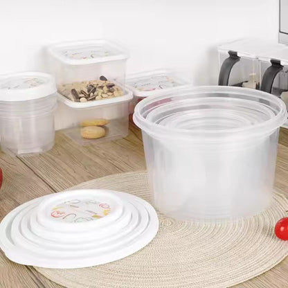 "round and square food storage container set"

"10 piece BPA-free kitchen storage containers"

"stackable plastic food containers with lids"

"clear freezer-safe food containers set"

"organized kitchen pantry with container sets"
