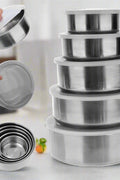 10-piece stainless steel mixing bowl set with airtight lids – stackable, silver kitchen prep and storage bowls in 5 sizes