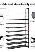 10-Tier Shoe Rack Organizer – Full Front View

Space-Saving Shoe Shelf with 50 Pairs Capacity

Removable Tier Shoe Storage Rack – Assembly Guide

Compact Shoe Organizer – Closet and Entryway Use
