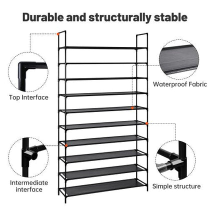 10-Tier Shoe Rack Organizer – Full Front View

Space-Saving Shoe Shelf with 50 Pairs Capacity

Removable Tier Shoe Storage Rack – Assembly Guide

Compact Shoe Organizer – Closet and Entryway Use
