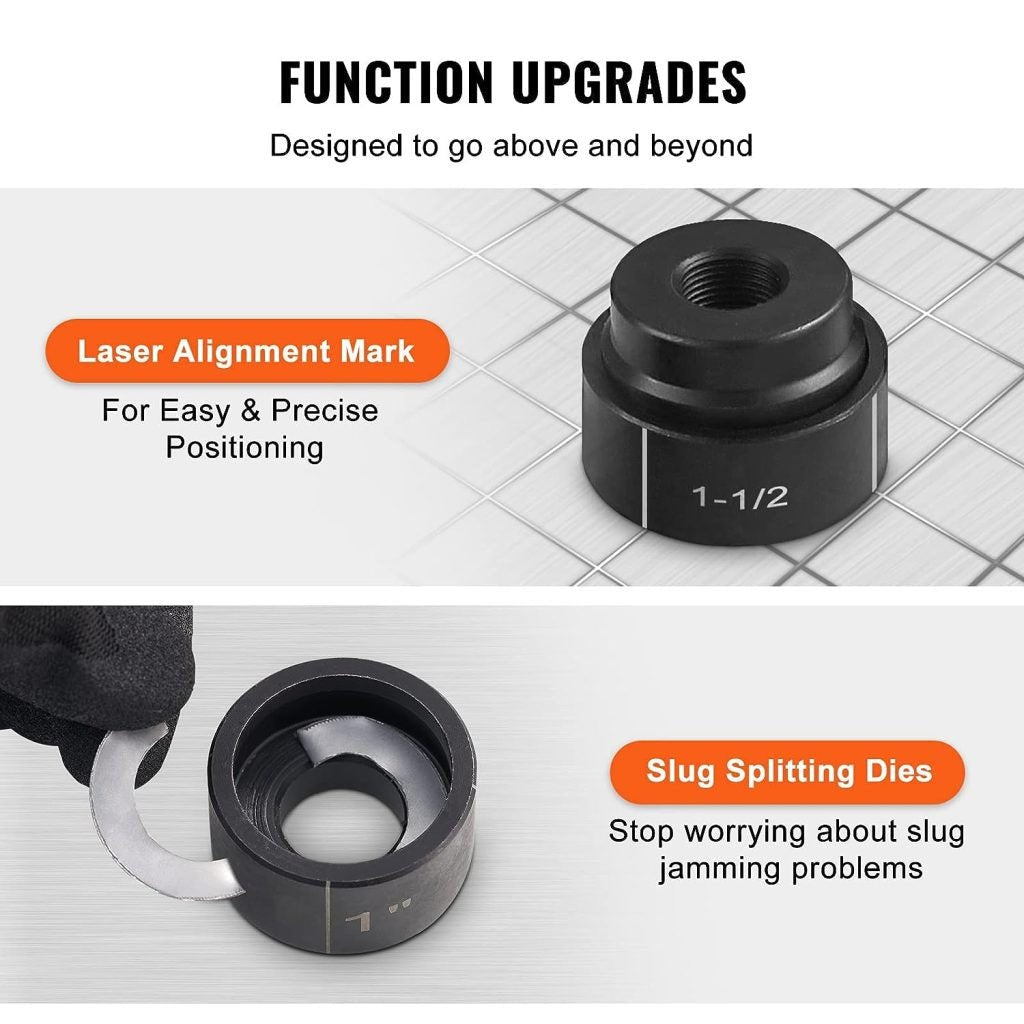 10 Ton Hydraulic Knockout Punch Kit with dies and carrying case
Professional metal hole punch driver set for conduit installation
Hydraulic hole punch with pump and 6 die sizes