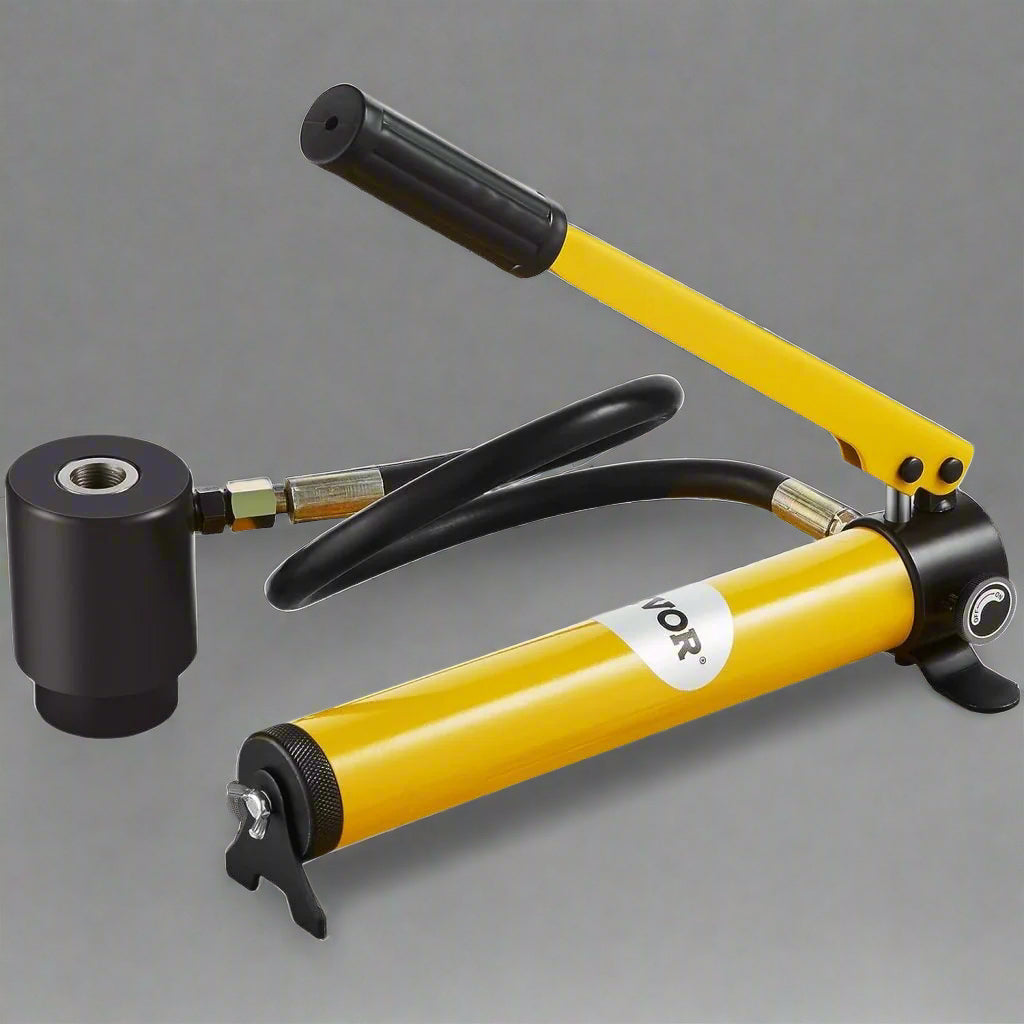 10 Ton Hydraulic Knockout Punch Kit with dies and carrying case
Professional metal hole punch driver set for conduit installation
Hydraulic hole punch with pump and 6 die sizes