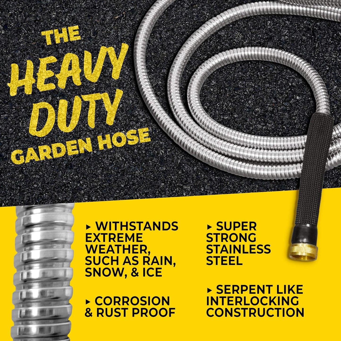 100 ft stainless steel garden hose with brass fittings – rust-proof, kink-resistant, heavy-duty design
