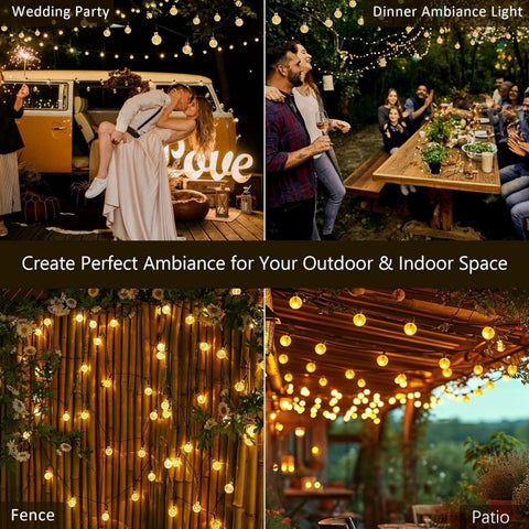 New 100 LED 72FT Solar Crystal Globe String Lights – Outdoor Waterproof Garden Decor 10213CW - with COOL WHITE | Sold by Uncle Wiener's Wholesale