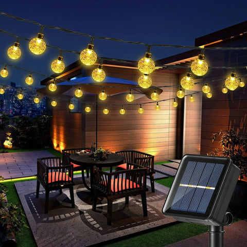 New 100 LED 72FT Solar Crystal Globe String Lights – Outdoor Waterproof Garden Decor 10213CW - with WARM WHITE | Sold by Uncle Wiener's Wholesale