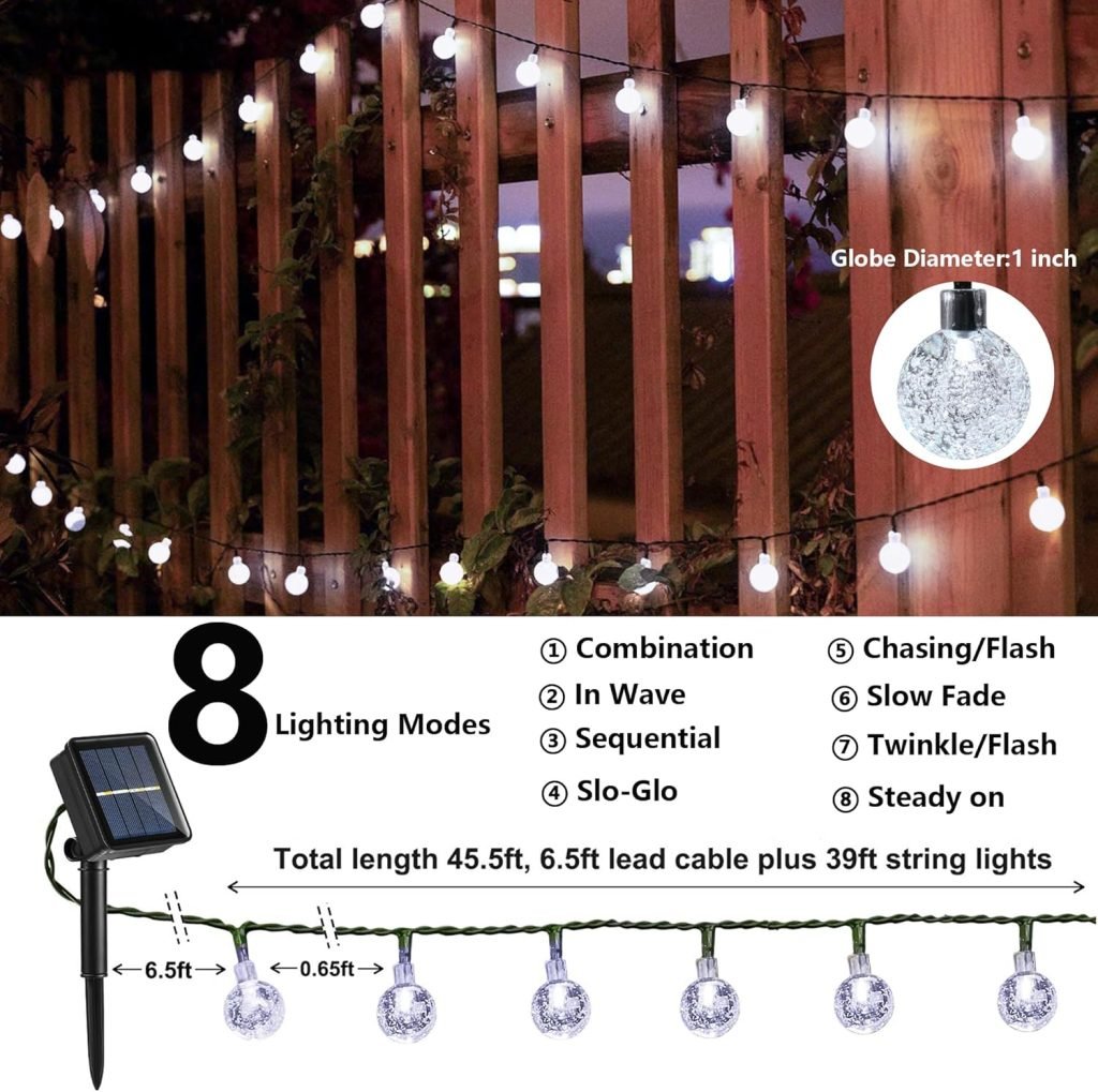 New 100 LED 72FT Solar Crystal Globe String Lights – Outdoor Waterproof Garden Decor 10213CW - with COOL WHITE | Sold by Uncle Wiener's Wholesale