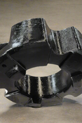 Front view of 1,000 lb Case IH® wheel weight with 3-bolt pattern
Side angle of the heavy-duty cast iron tractor wheel weight
Rear view showing bolt mount configuration