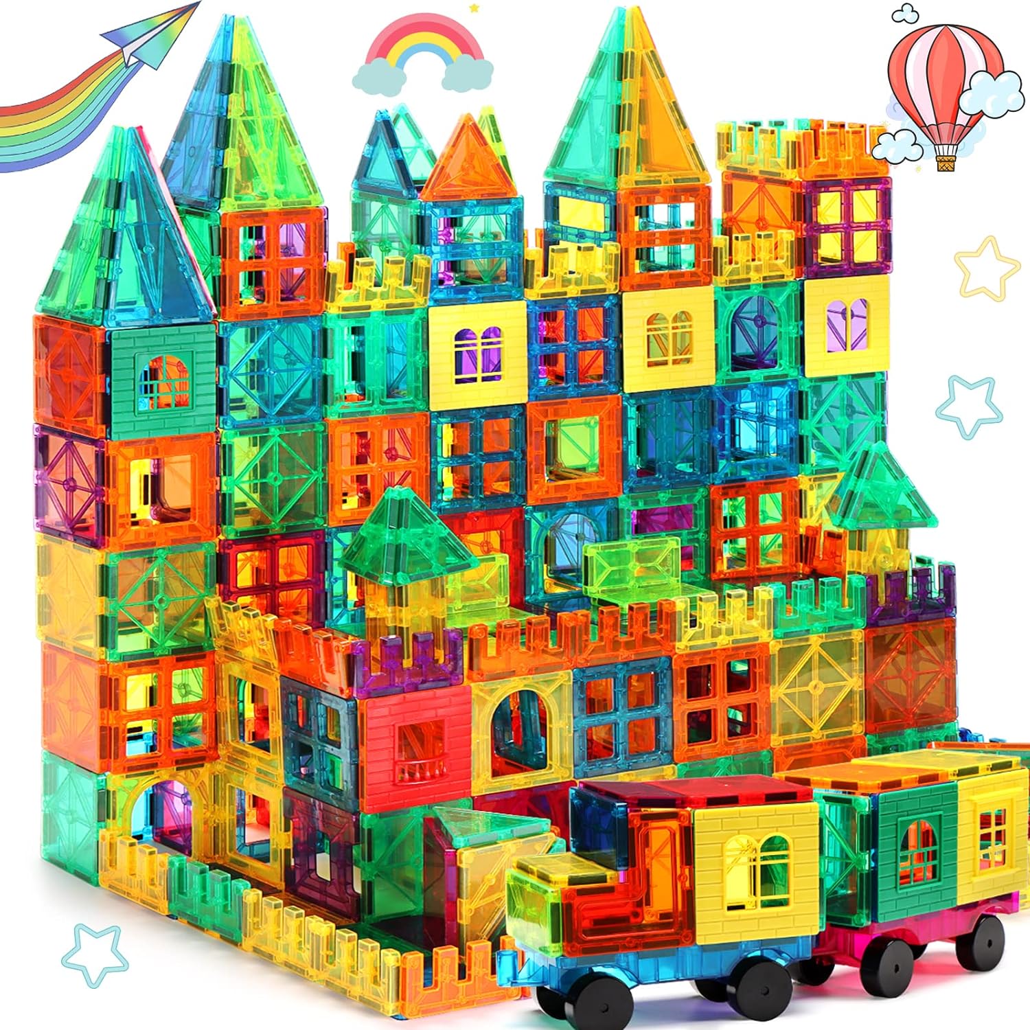 New 100/108/118 PCS Magnetic Tiles 3D Building Blocks Set – STEM Educational Toy for Kids - with 118 PCS SET | Sold by Uncle Wiener's Wholesale