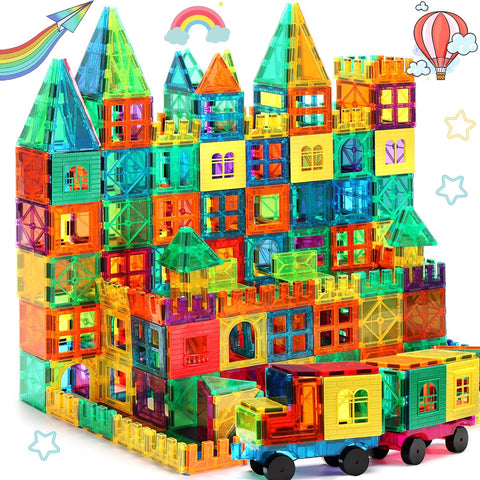 New 100/108/118 PCS Magnetic Tiles 3D Building Blocks Set – STEM Educational Toy for Kids - with 118 PCS SET | Sold by Uncle Wiener's Wholesale