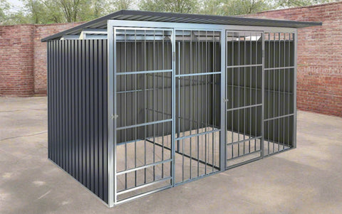 Metal Dog Kennel Full View – 10.6 x 7.2 FT Outdoor Enclosure