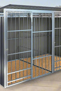Spacious Double-Compartment Dog Kennel with Roof

Heavy-Duty Galvanized Animal Shelter with Divider Panels