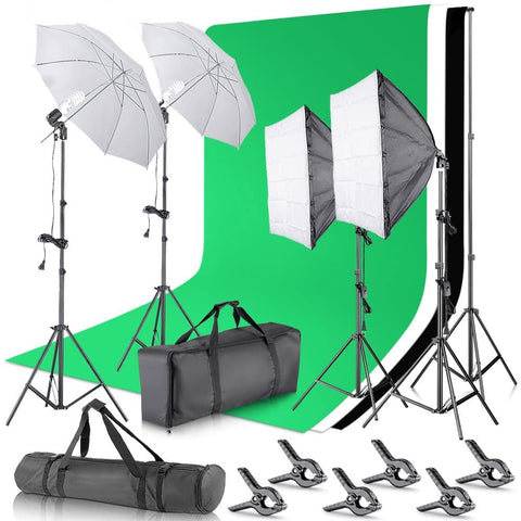 New 10FT Photo Studio Lighting Kit ��� Complete Video & Photography Setup with Backdrops, Softboxes, Umbrellas & Stands 56CMS - with | Sold by Uncle Wiener's Who