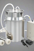 10L stainless steel milking machine full set for goats and cows

Rechargeable milking machine shown with cow suction setup

Automatic stop feature close-up with audible alert

Goat-specific milking accessories included in set

Easy-to-clean stainless steel tank and battery charger unit