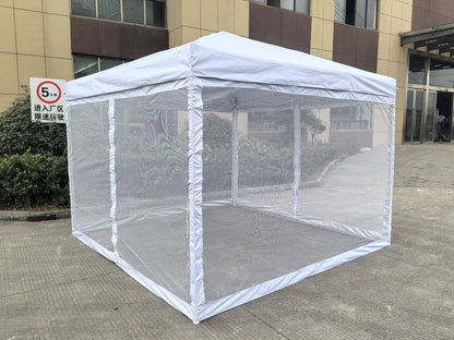 "10x10 Pop Up Party Tent with Bug Screen and Mesh Sidewalls"

"Outdoor Gazebo Tent 10x10 with Mesh Walls for Events and Camping"

"Beige and Black Mesh 10x10 Pop-Up Gazebo Tent for Backyard Parties"