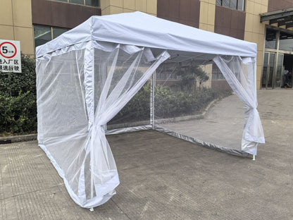 "10x10 Pop Up Party Tent with Bug Screen and Mesh Sidewalls"

"Outdoor Gazebo Tent 10x10 with Mesh Walls for Events and Camping"

"Beige and Black Mesh 10x10 Pop-Up Gazebo Tent for Backyard Parties"