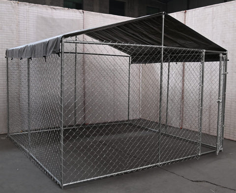 Spacious 10×10×6 ft dog run cage with durable fencing