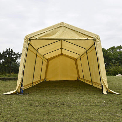 "10x17 FT Heavy Duty Yellow Storage Shelter Garage Shed"

"Waterproof Outdoor Storage Canopy for Vehicles and Equipment"

"10x17 FT Steel Frame Portable Garage Storage Building"

"Car Boat Truck Protection Shelter with Yellow PU Coated Cover"