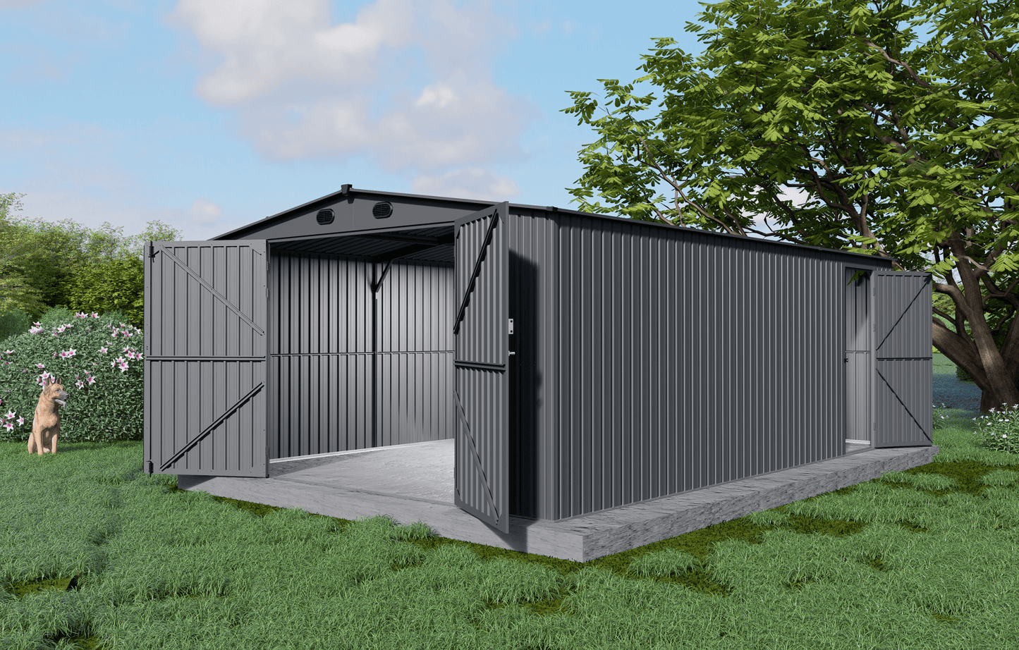 New 10x20 & 13x20 FT Metal Storage Garage Sheds – Reinforced Steel Frame - with 13x20 | Sold by Uncle Wiener's Wholesale