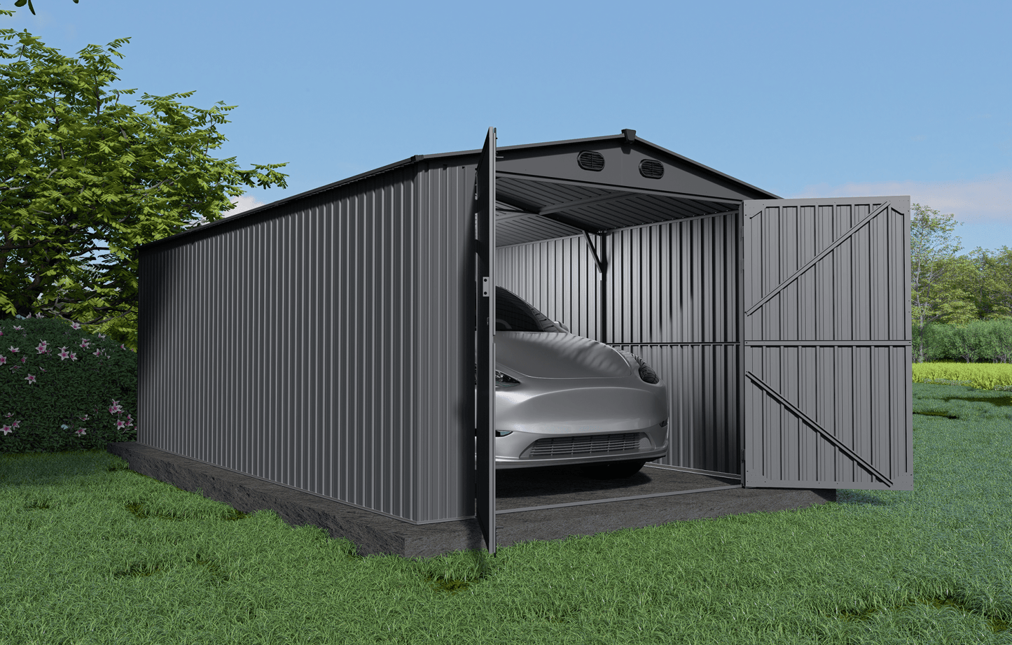 New 10x20 & 13x20 FT Metal Storage Garage Sheds – Reinforced Steel Frame - with 13x20 | Sold by Uncle Wiener's Wholesale
