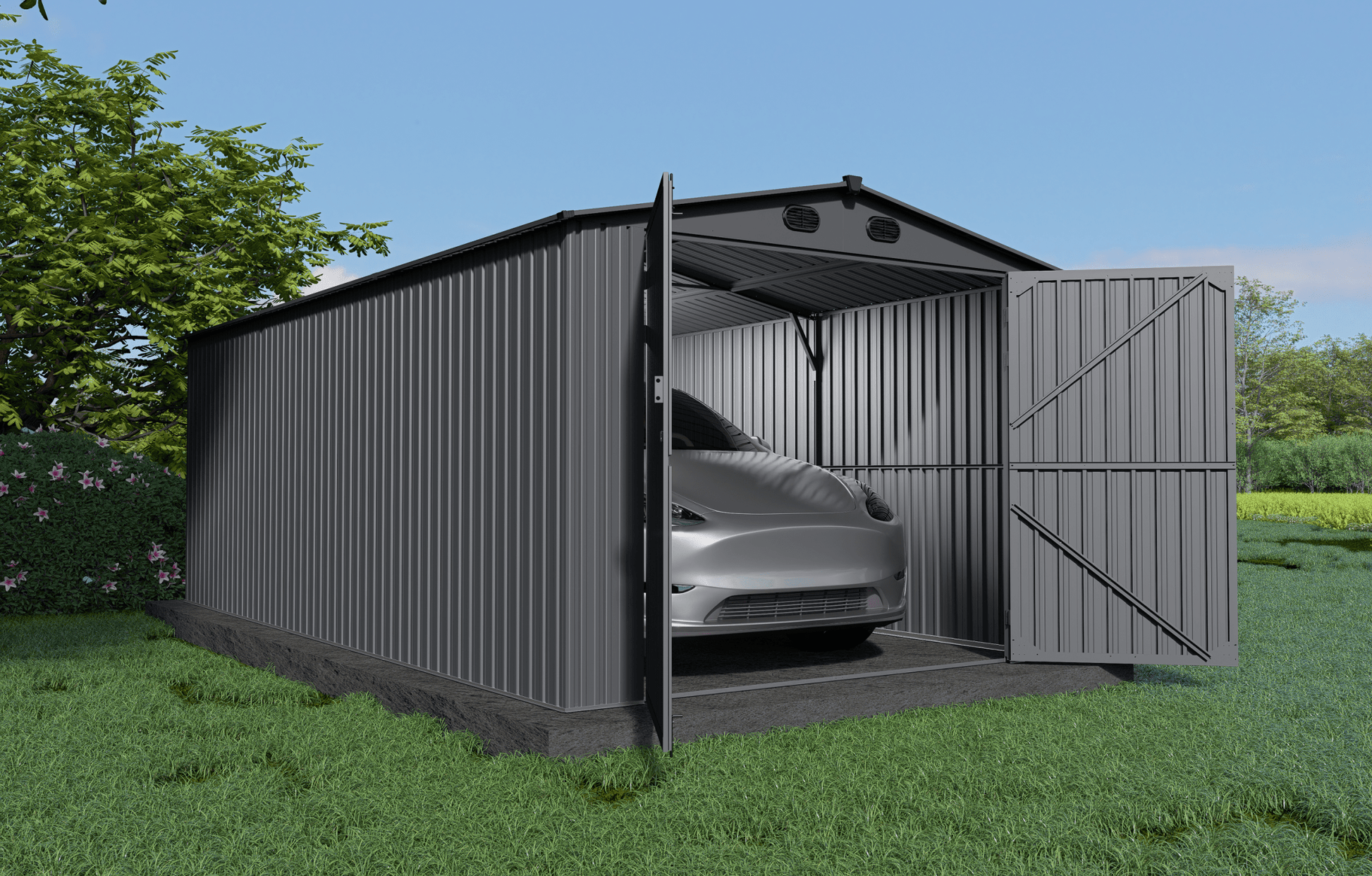 New 10x20 & 13x20 FT Metal Storage Garage Sheds – Reinforced Steel Frame - with 13x20 | Sold by Uncle Wiener's Wholesale