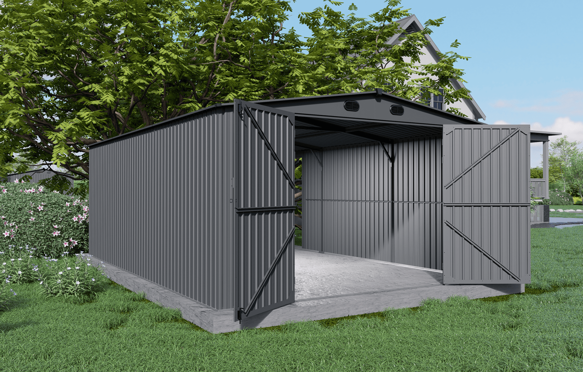 New 10x20 & 13x20 FT Metal Storage Garage Sheds – Reinforced Steel Frame - with 13x20 | Sold by Uncle Wiener's Wholesale