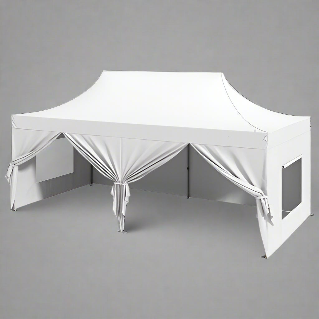 10x20 FT waterproof pop-up canopy tent with screened mesh windows and detachable sidewalls for outdoor events and parties
