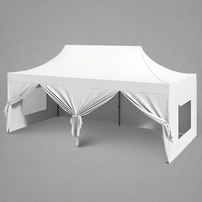10x20 FT waterproof pop-up canopy tent with screened mesh windows and detachable sidewalls for outdoor events and parties
