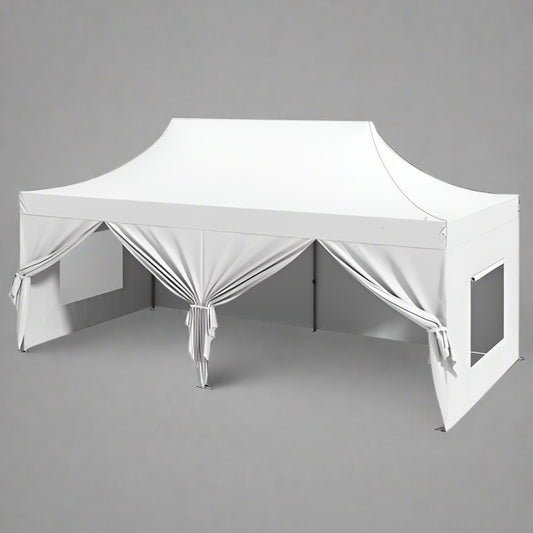10x20 FT waterproof pop-up canopy tent with screened mesh windows and detachable sidewalls for outdoor events and parties
