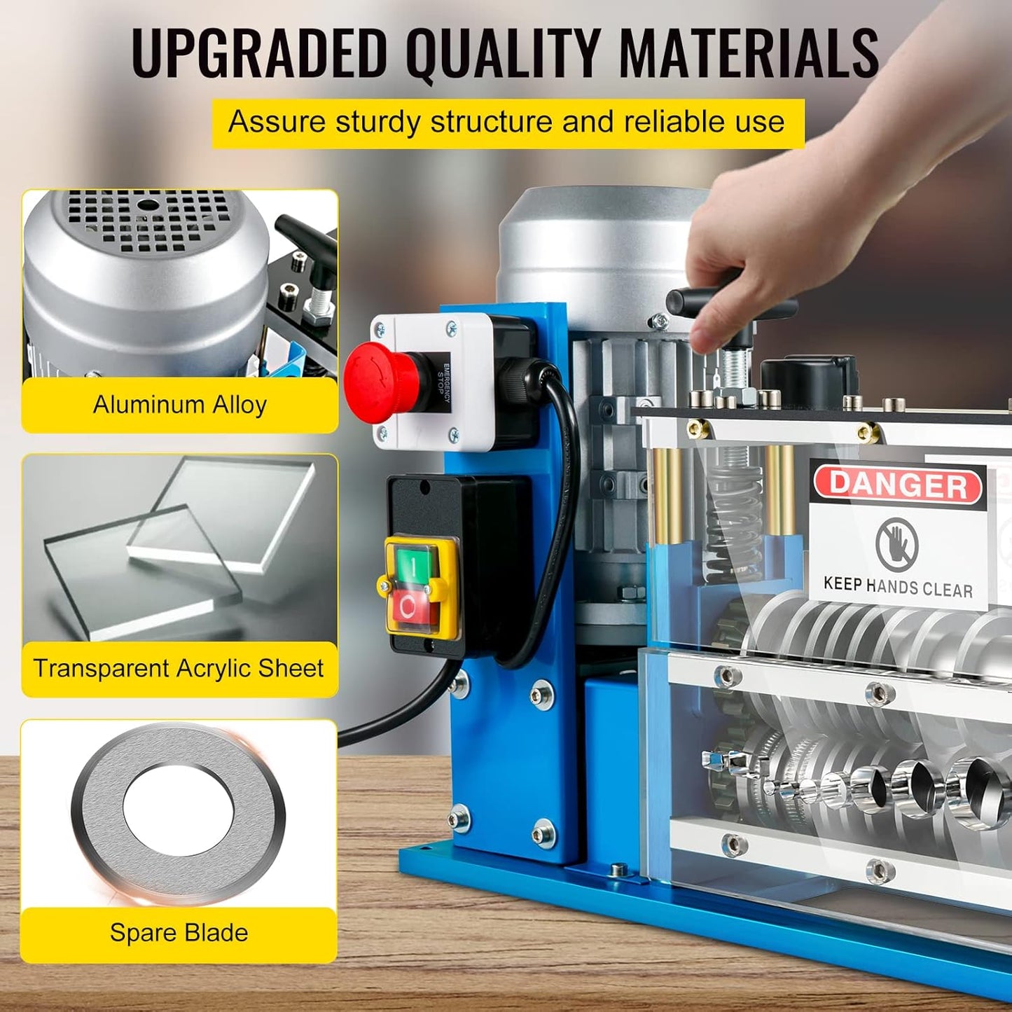 11-channel automatic wire stripping machine front view

Cable stripper with control panel and feeder channels

Industrial wire stripper with aluminum and steel frame

High-speed wire stripping machine on workbench

Wire stripping machine with emergency stop switch