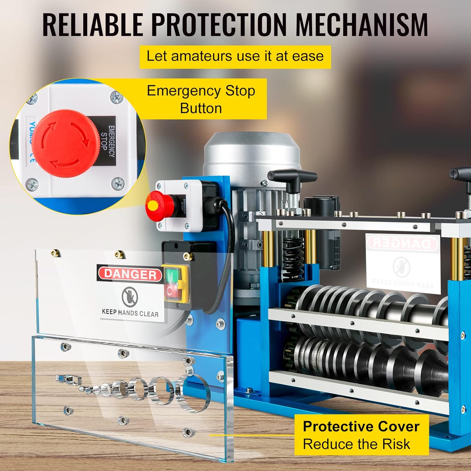 11-channel automatic wire stripping machine front view

Cable stripper with control panel and feeder channels

Industrial wire stripper with aluminum and steel frame

High-speed wire stripping machine on workbench

Wire stripping machine with emergency stop switch
