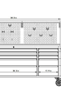 84" stainless steel tool bench with LED lighting and drawers

Solid wood top garage workbench with 11 storage drawers

Professional stainless steel tool station with LED bar

Close-up of drawer handles on heavy-duty tool bench

Industrial workbench with built-in lights and hardwood surface
