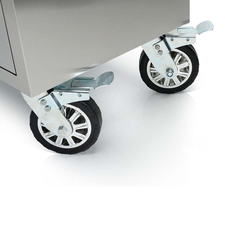 84" stainless steel tool bench with LED lighting and drawers

Solid wood top garage workbench with 11 storage drawers

Professional stainless steel tool station with LED bar

Close-up of drawer handles on heavy-duty tool bench

Industrial workbench with built-in lights and hardwood surface