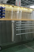 84" stainless steel tool bench with LED lighting and drawers

Solid wood top garage workbench with 11 storage drawers

Professional stainless steel tool station with LED bar

Close-up of drawer handles on heavy-duty tool bench

Industrial workbench with built-in lights and hardwood surface